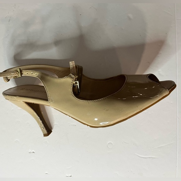 Naturalizer Beige Patent Leather Slingback Peep Toe Heels | Approx. Size 9-9.5 - Picture 11 of 12